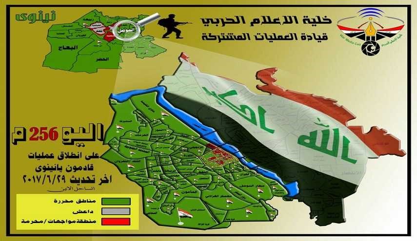 آخر خريطة تكشف عن حقيقة تقدم القوات العراقية في ايمن الموصل