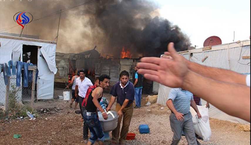 جزئیاتی از آتش سوزی کمپ پناهجویان سوری در لبنان+تصاویر
