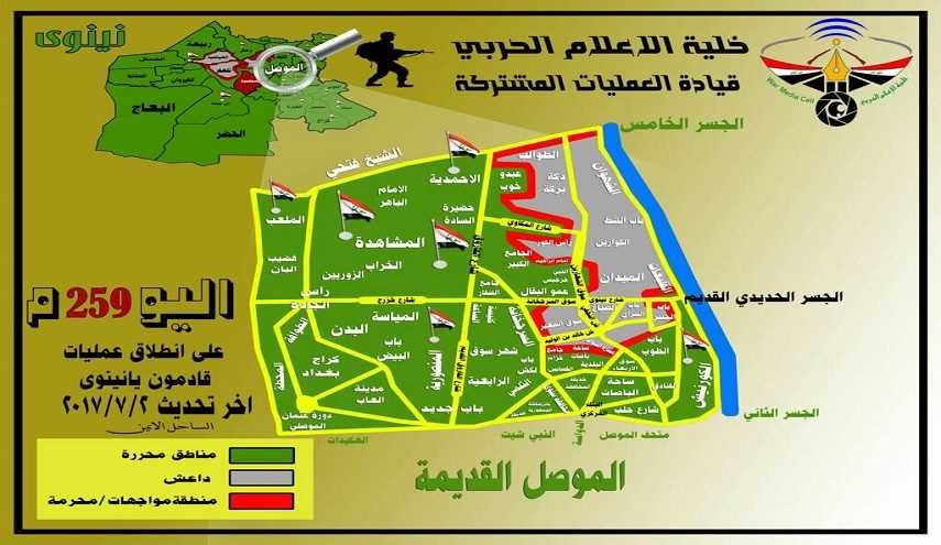 خارطة: هذه المناطق من ايمن الموصل مازالت بيد داعش