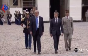 ویدئو: سوتی ترامپ در دیدار با ماکرون در پاریس