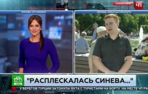 حمله به گزارشگر تلویزیون روسیه هنگام پخش زنده