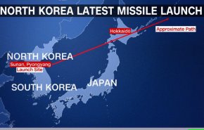 کره شمالی موشک جدیدی به شمال ژاپن شلیک کرد