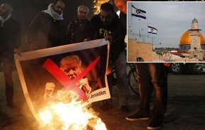 مسیحیان معترض در بیت‌لحم تصاویر ترامپ را به آتش کشیدند