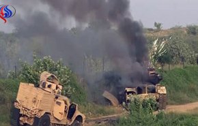تدمير ثلاثة آليات عسكرية لمرتزقة الجيش السعودي بنجران 
