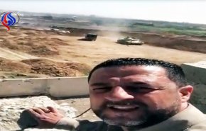 همراهی دوربین شبکه العالم با نیروهای ارتش سوریه هنگام ورود به منطقه کفربطنا پس از جسرین