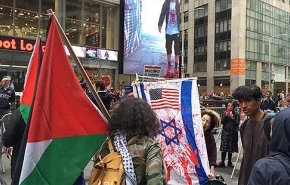 متعرضان به جنایات رژیم صهیونیستی در نیویورک تجمع کردند