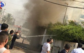حريق في السفارة الافغانية وسط بغداد + صور