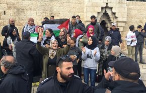 تظاهرات فلسطینیان در رام الله علیه سیاست های آمریکا