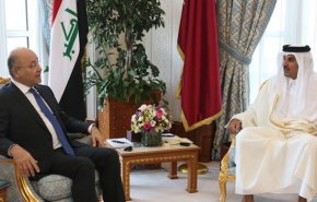 تأکید رئیس جمهور عراق و امیر قطر بر لزوم تحکیم روابط دوجانبه
