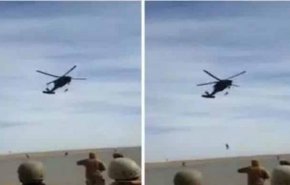 لحظة سقوط جندي سعودي من مروحية ووفاته أثناء التدريب