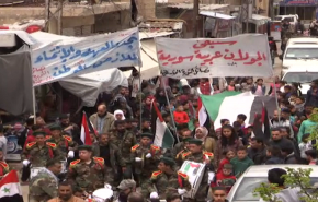 مسيرة في جنوب دمشق تنديدا بقرار ترامب حول الجولان المحتل 