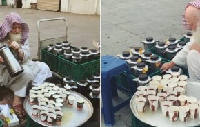شاهد/ سوري يوزع مشروبات مجانية بالمدينة المنورة من ٤٠ سنة