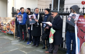 شاهد : إعتصام في لندن  في الذكرى الثالثة لإعدام ثلاثة ناشطين بحرينيين 
