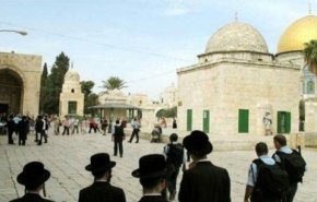 فلسطین|یورش شهرک‌نشینان صهیونیست به مسجد الأقصی