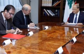 دیدار وزیر خارجه فرانسه و رئیس‌جمهور لبنان