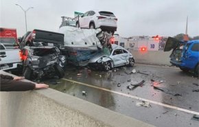 أمريكا .. حادث اصطدام مروع لأكثر من 100 سيارة بسبب الأمطار 