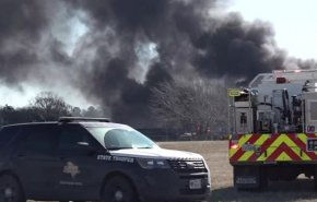 فیلم| انفجار بزرگ در پی برخورد قطار و تریلی در تگزاس