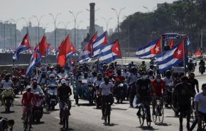تظاهرات مردم کوبا در اعتراض به تحریم های آمریکا 

