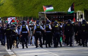 حمله پلیس دانمارک به تظاهرات حمایت از فلسطین+فیلم