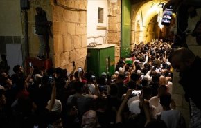 تجمع گسترده فلسطینیان در مسجدالاقصی به مناسبت پیروزی مقاومت+فیلم
