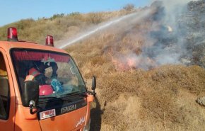 بالصور.. السيطرة على حريق في الأراضي الزراعية بحمص