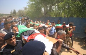 مراسم تشییع پیکر ۴ شهید فلسطینی در نوار غزه
