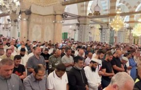 مشارکت هزاران نفر در نماز صبح امروز در مسجد الاقصی+تصاویر