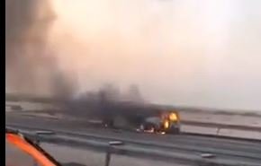 آتش‌سوزی تانکر حامل سوخت در بزرگراه بابل - بصره+ ویدئو