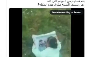 مقطع فيديو عن طفلة يمنية تحتضن صورة ابيها على قبره
