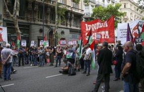 فریاد تجمع کنندگان آرژانتینی بر سر رژیم صهیونیستی فاشیست 