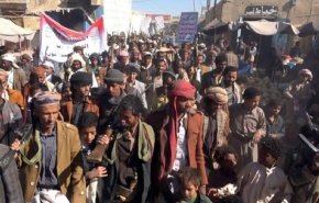 مسيرة جماهيرية حاشدة تحت شعار 'الحصار حرب' بالجوف اليمنية