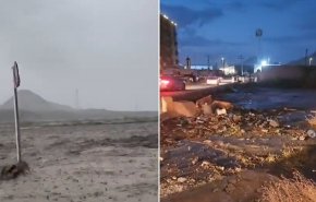 شاهد السيول تقطع الشوارع وتجرف السيارات في السعودية