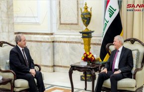 شاهد.. رئيس العراق يؤكد للمقداد أهمية التشاور والتنسيق بين بلده وسوريا