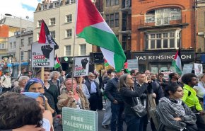 تظاهرة في لندن أمام سفارة الكيان منددة بجرائم الاحتلال في جنين