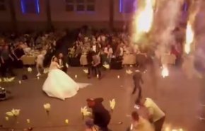 ویدئو جدید از لحظه وقوع آتش سوزی در عروسی در عراق