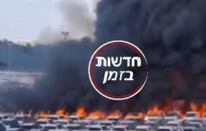 آتش گرفتن ده ها خودروی اسرائیلی پس از اصابت موشک از غزه+ ویدیو