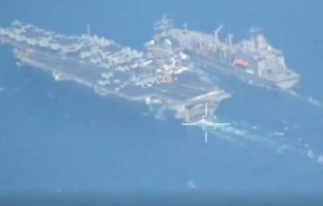 اولین تصاویر از اخطار نیروی دریایی سپاه به ناو هواپیمابر آمریکا در خلیج فارس + ویدیو