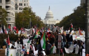 تظاهرات گسترده مردمی در واشنگتن در همبستگی با مردم غزه