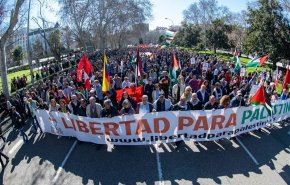 تظاهرات گسترده ضد صهیونیستی در پایتخت اسپانیا