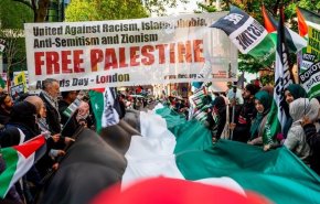 طنین فریاد مرگ بر اسرائیل بار دیگر خیابان‌های مرکز لندن 

