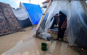 چادرهای آوارگان فلسطینی در محاصره آب باران