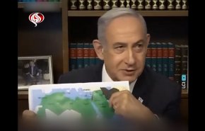 نتانیاهو دوباره نقشه به دست شد!/ گزافه‌گویی «بی‌بی» علیه ایران + فیلم با زیرنویس فارسی
