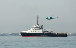 وصول سفينة روسية إلى منطقة مناورات الأمن البحري في بحر قزوين+فيديو