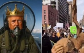 پرواز ترامپ با جنگنده برای سرکوب اعتراضات «نه به پادشاهی»! + فیلم