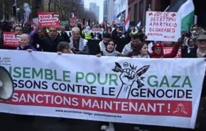 مظاهرة حاشدة في بروكسل تطالب بحصار عسكري شامل على 