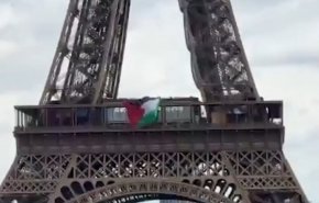 نمایش پرچم فلسطین در برج ایفل + فیلم