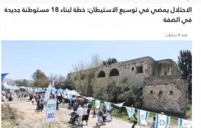 طرح صهیونیست‌ها برای ساخت ۱۸ شهرک جدید در کرانه باختری