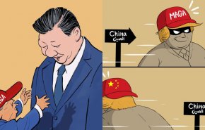 استراتژی پنهان چین مقابل آمریکا در کاریکاتور هنرمندان برزیلی و یمنی