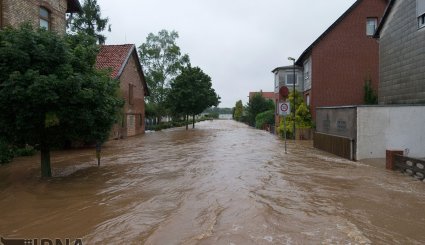 آلمان/ آب گرفتگی خیابان ها پس از بارندگی شدید/ تصاویر
