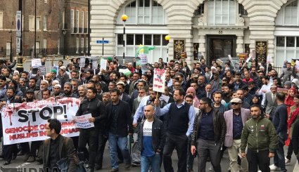 تظاهرات مسلمانان مقیم لندن علیه خشونت های اخیر در میانمار + تصاویر